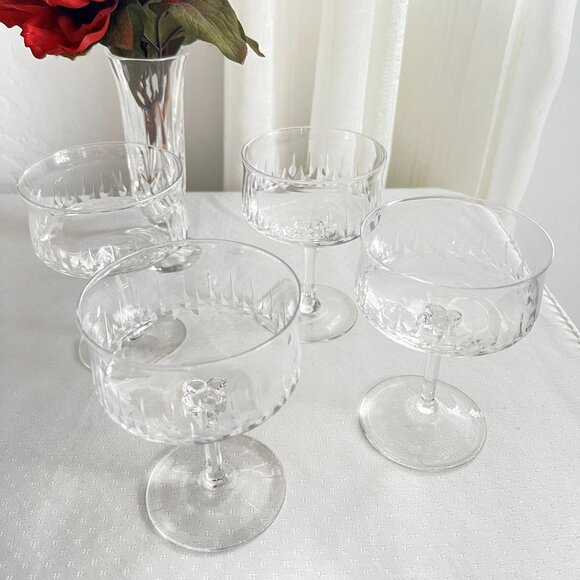 Lenox Crystal Champaign Sherbert Stemmed Glasses Set of 4 Pendant Pattern USA - Picture 3 of 11